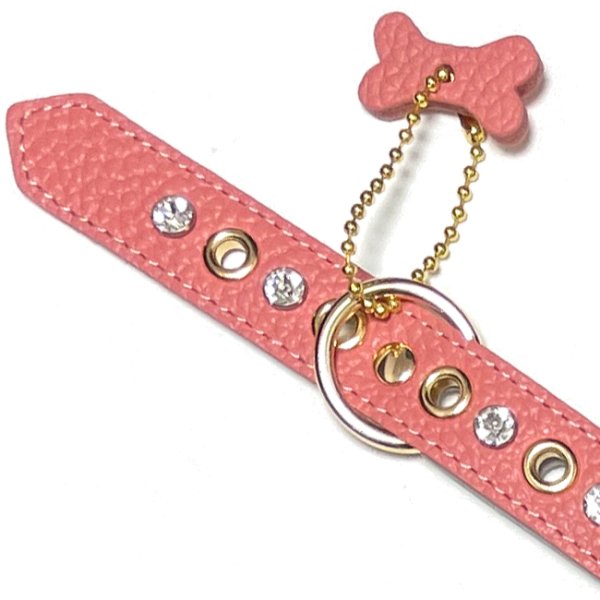 画像2: バディーベルトハーネス 6号 コーラルドリーム・CoralDream・スワロフスキークリスタル付 (2)