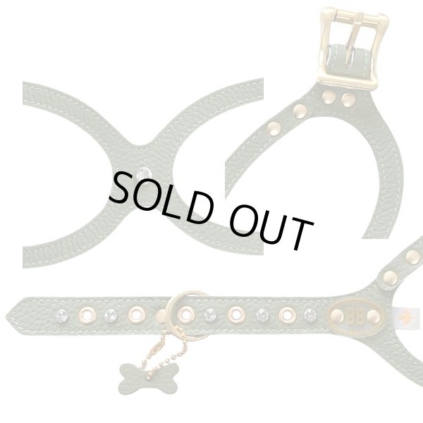 画像2: バディーベルトハーネス 7号 セージ・Sage・スワロフスキークリスタル付 (2)