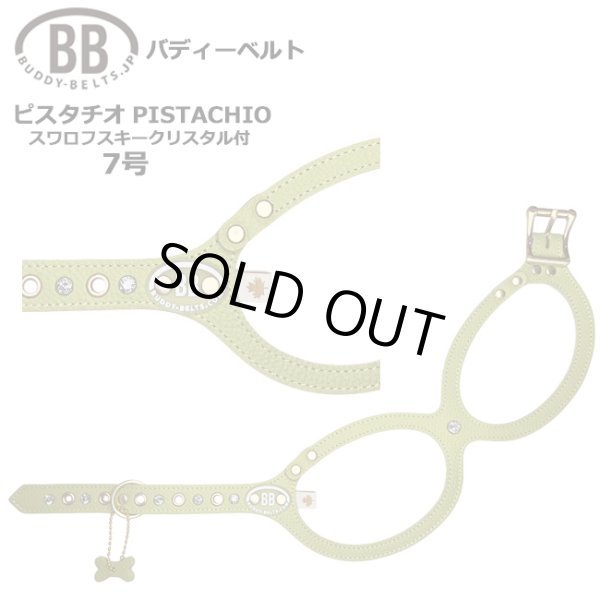 画像1: バディーベルトハーネス 7号 ピスタチオ・Pistachio スワロフスキークリスタル付 (1)