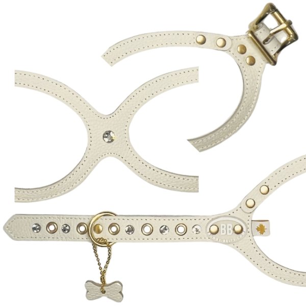 画像2: バディーベルトハーネス 2号 ミルクティー・MilkTea・スワロフスキークリスタル付 (2)