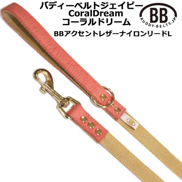 画像1: BBアクセントナイロンリードLサイズ コーラルドリーム・CoralDream (1)